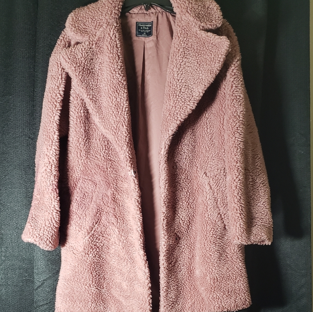 Abercrombie & Fitch Pink Teddy Coat